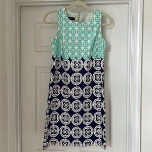 Blue and turquoise Nine West dress. Size 2.